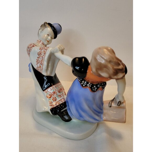 Herend Hungary Handpainted Porcelain Dancing Couple Folk Figurine - Picture 4 of 12